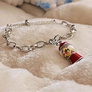 silver color Adjustable Bracelet and removable gumball shaker charm